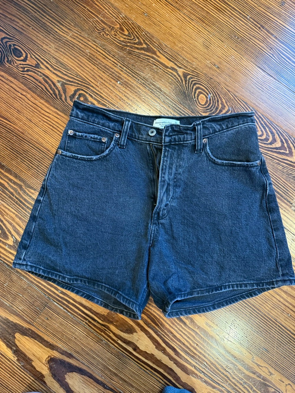 Abercrombie & Fitch Black High-Rise Denim Shorts
